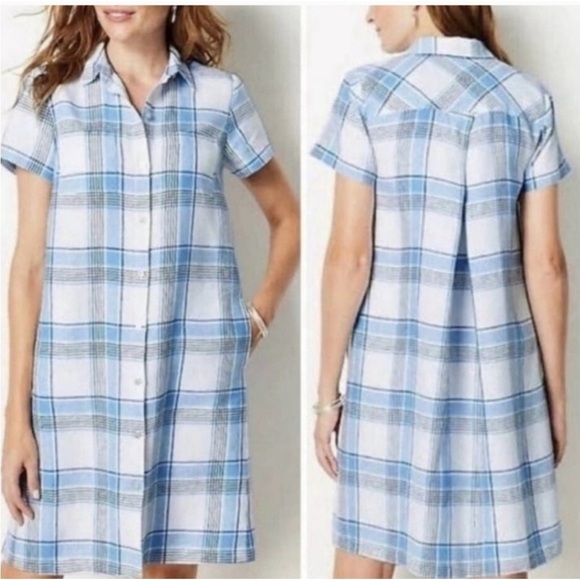 J. Jill | Love Linen 100% Linen Collared Shirt Dress | Cham | Petite Medium (MP) - Picture 6 of 13